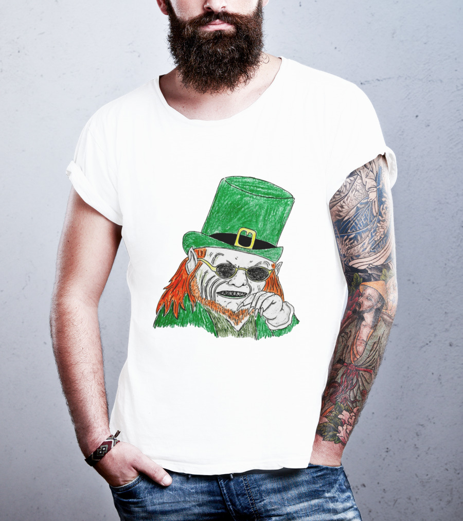Leprechaun In The Hood Green Hat Sunglasses Red Hair T-Shirt