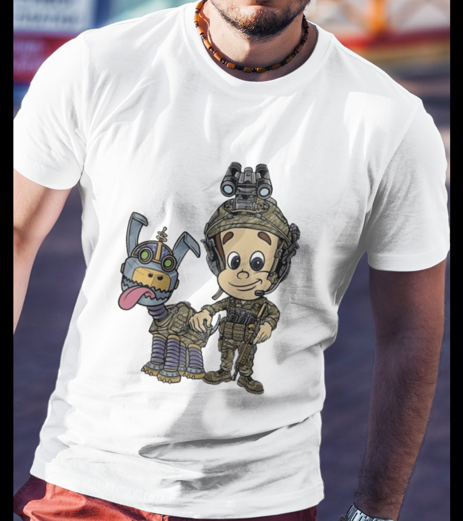 Tactical Cartoon Characters Jimmy And Goddard In Military Gear T-Shirt