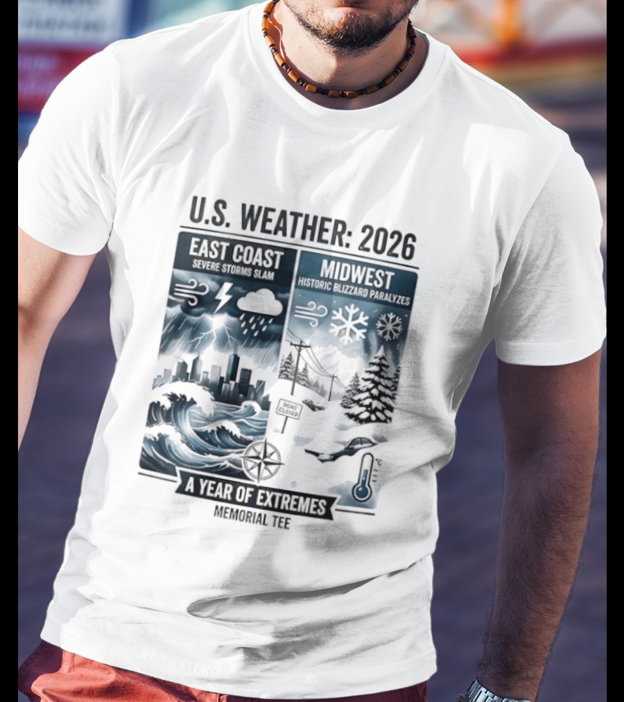 U.S. Weather 2026 East Coast Midwest A Year Of Extremes Memorial T-Shirt