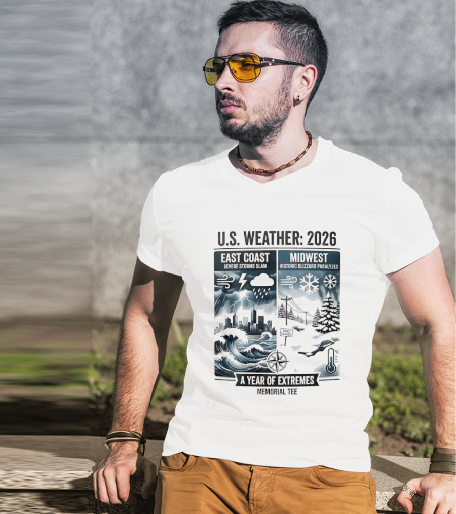 U.S. Weather 2026 East Coast Midwest A Year Of Extremes Memorial T-Shirt