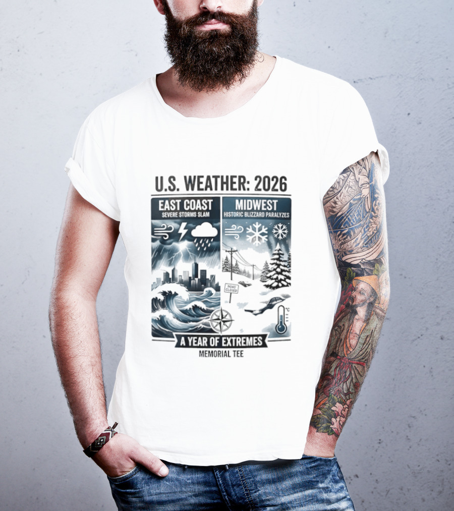 U.S. Weather 2026 East Coast Midwest A Year Of Extremes Memorial T-Shirt