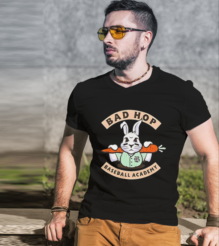 Bad Hop Baseball Academy Angry Bunny Carrot Player T-Shirt