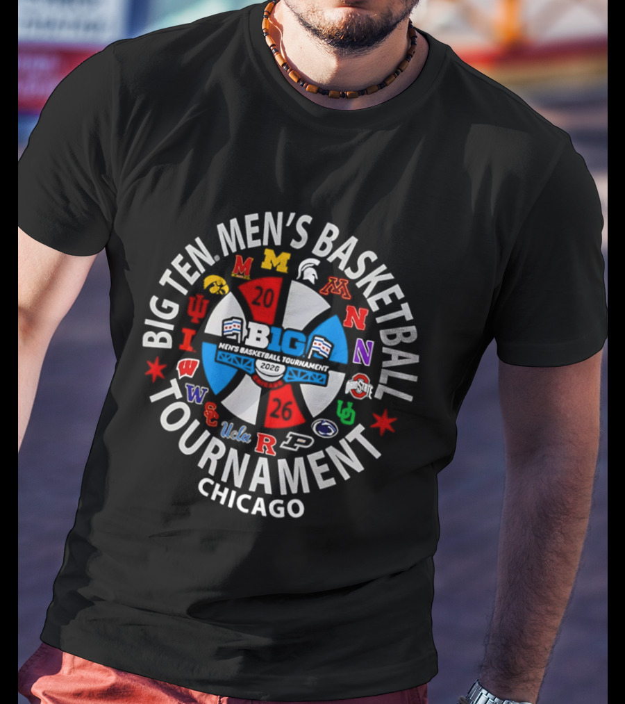 Big Ten Men's Basketball Tournament 2026 Chicago Event Pinwheel T-Shirt