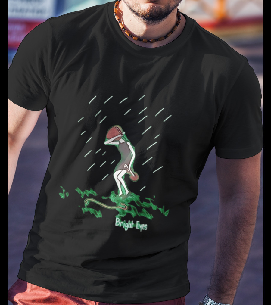 Bright Eyes Rainy Figure And Guitar T-Shirt