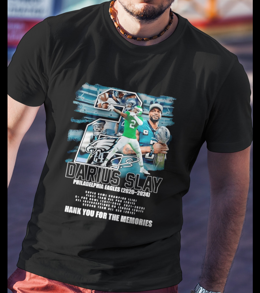 Darius Slay Philadelphia Eagles 2020 2024 Thank You For The Memories NFL Pro Bowl Interceptions T-Shirt