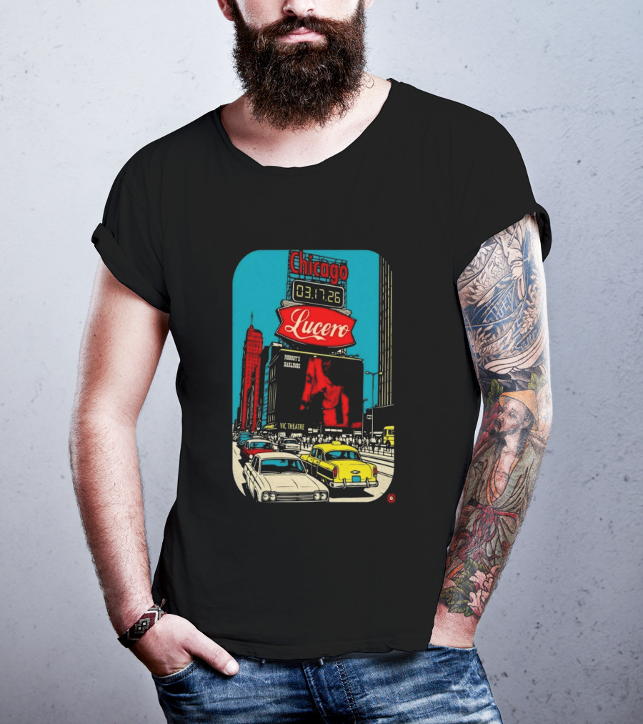 Chicago Lucero Vic Theatre March 17 2026 Concert Retro City Streetscape Scene T-Shirt