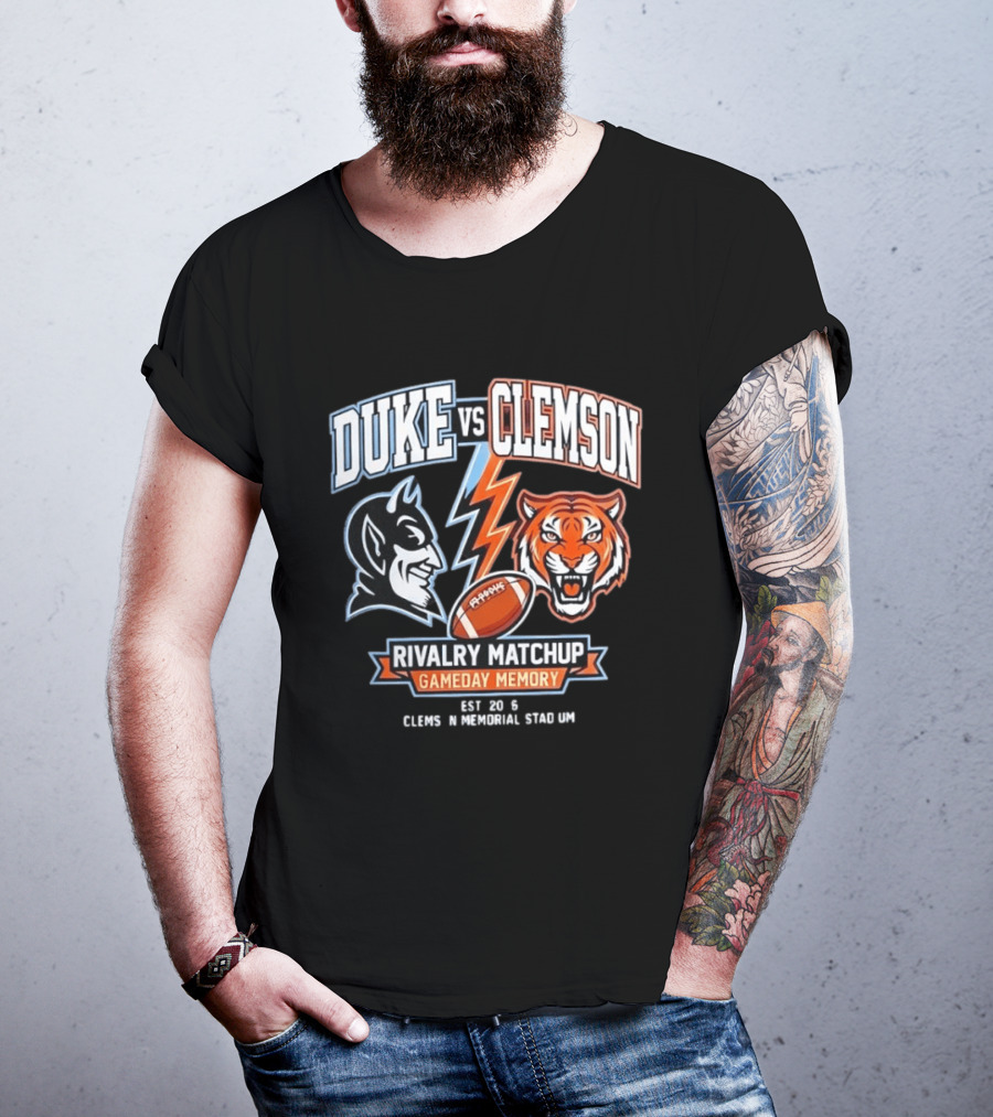 Duke Vs Clemson Rivalry Matchup Gameday Memory 2026 Classes Memorial Stadium T-Shirt
