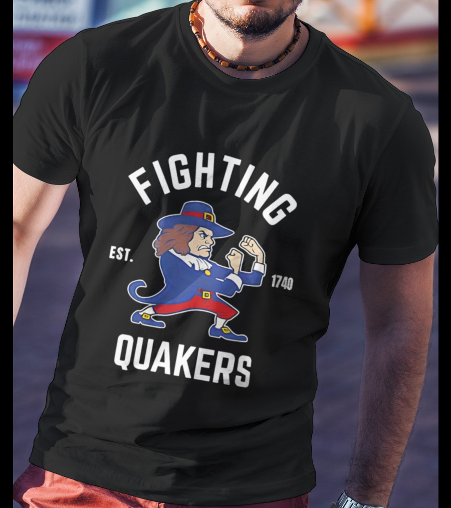 Fighting Quakers Est 1740 Vintage Mascot Image T-Shirt