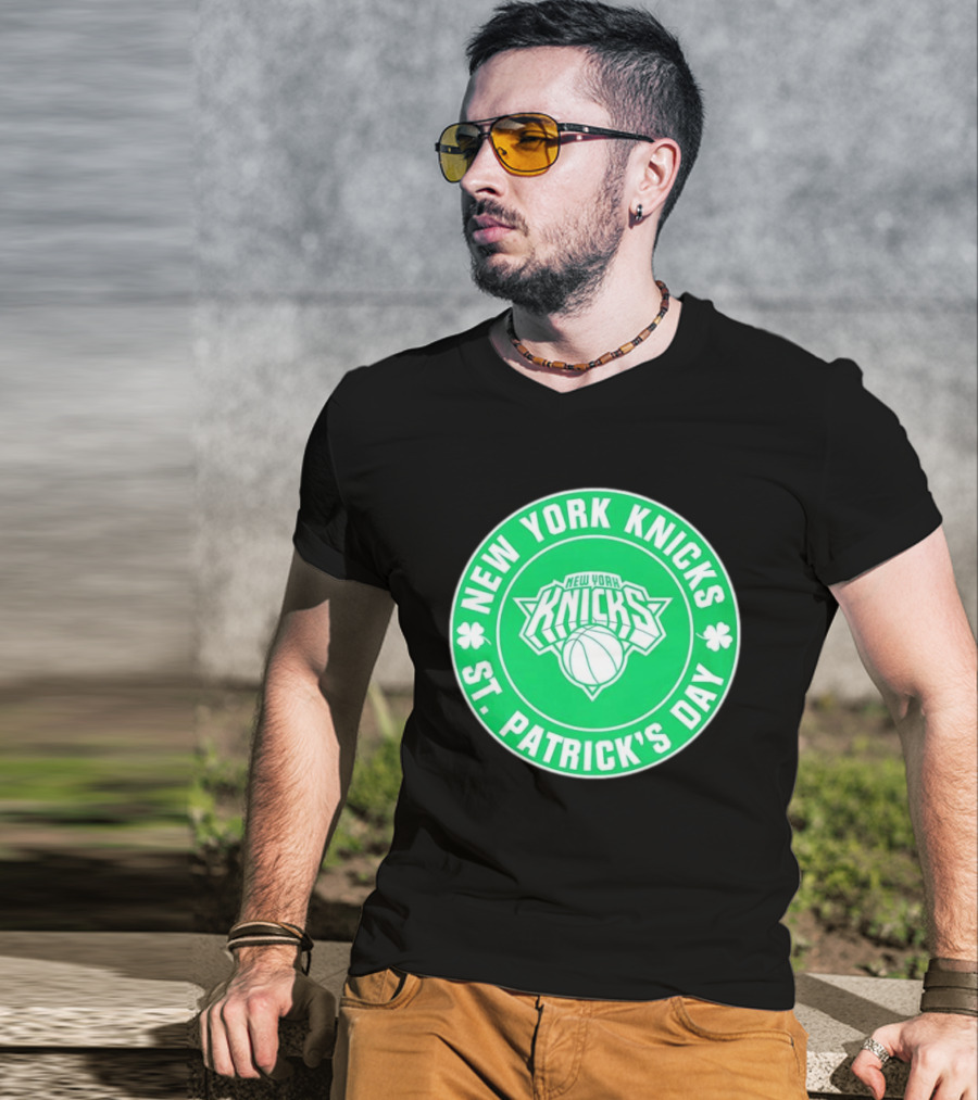 New York Knicks St Patrick's Day Shamrock Green Basketball Team Celebration T-Shirt