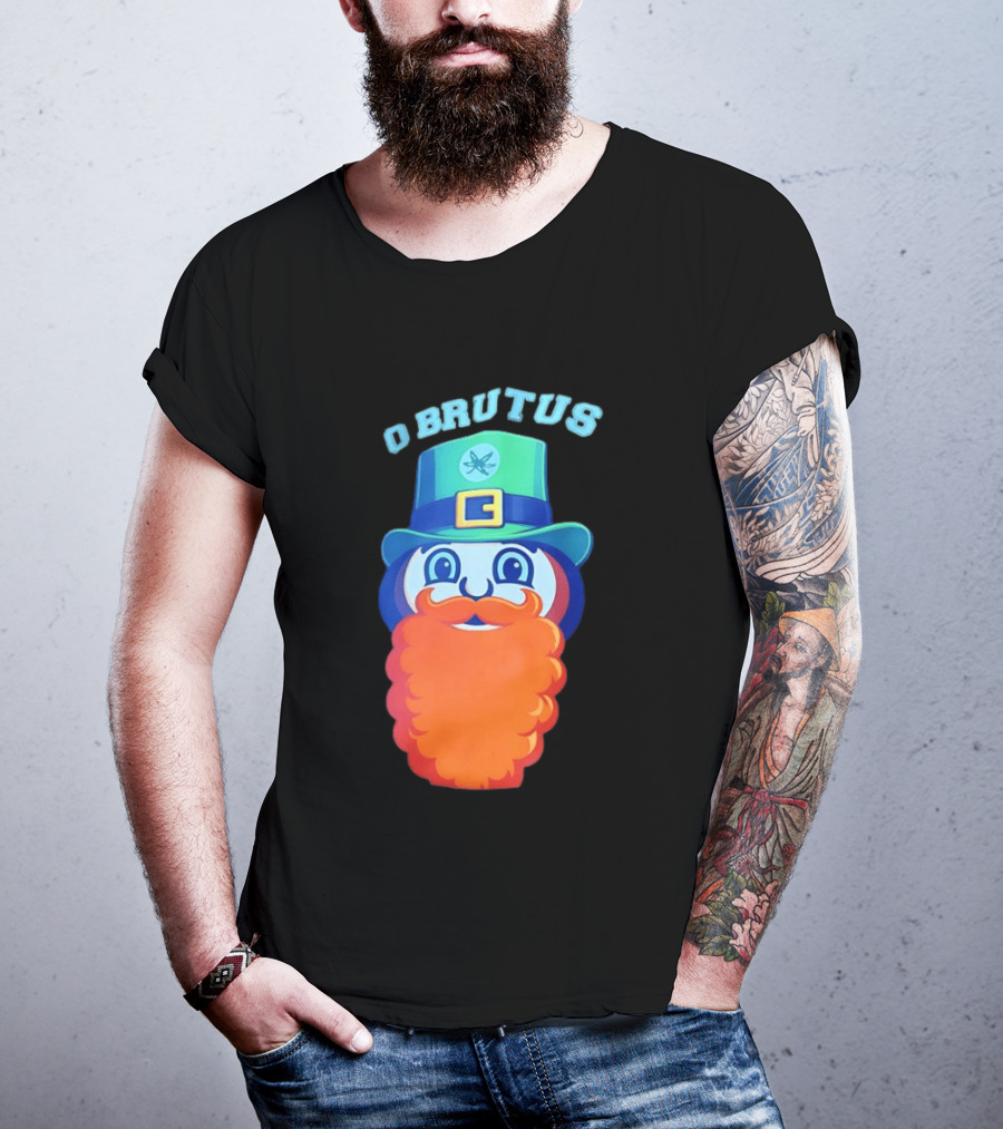 Ohio State Buckeyes O Brutus Leprechaun Hat And Beard T-Shirt