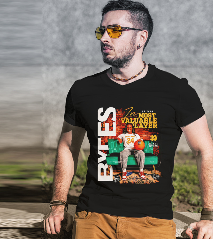 Amari Byles 6A Tcal Most Valuable Player Notre Dame Basketball 24 T-Shirt