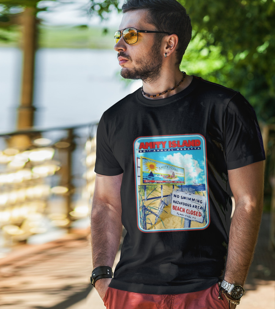 Amity Island 50th Annual Regatta No Swimming Beach Closed Jaws 1975 T-Shirt
