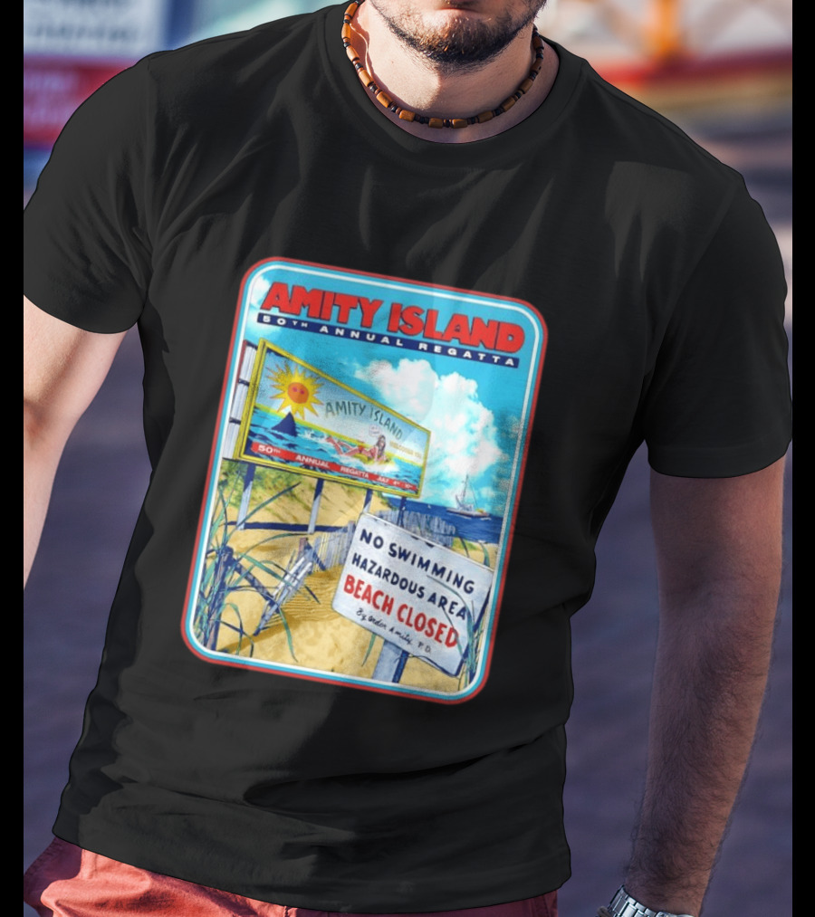 Amity Island 50th Annual Regatta No Swimming Beach Closed Jaws 1975 T-Shirt