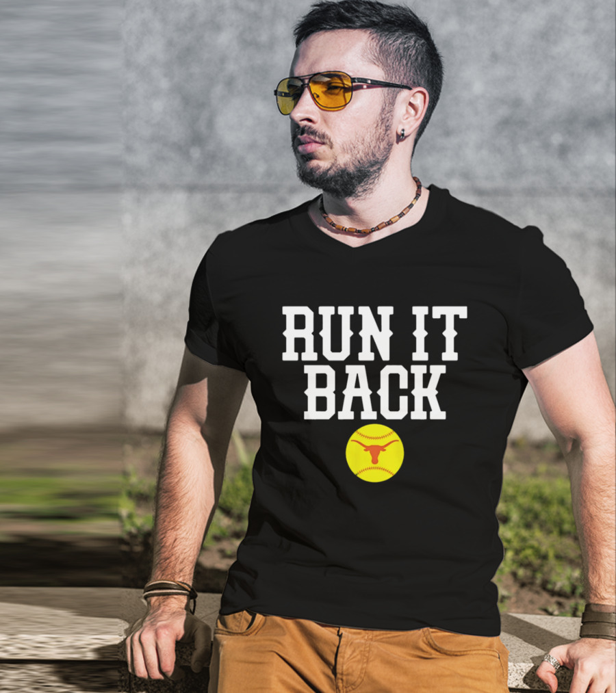 Texas Softball Run It Back Longhorn Yellow Softball T-Shirt