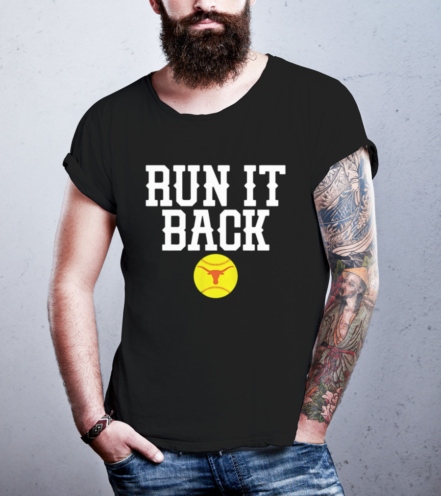 Texas Softball Run It Back Longhorn Yellow Softball T-Shirt