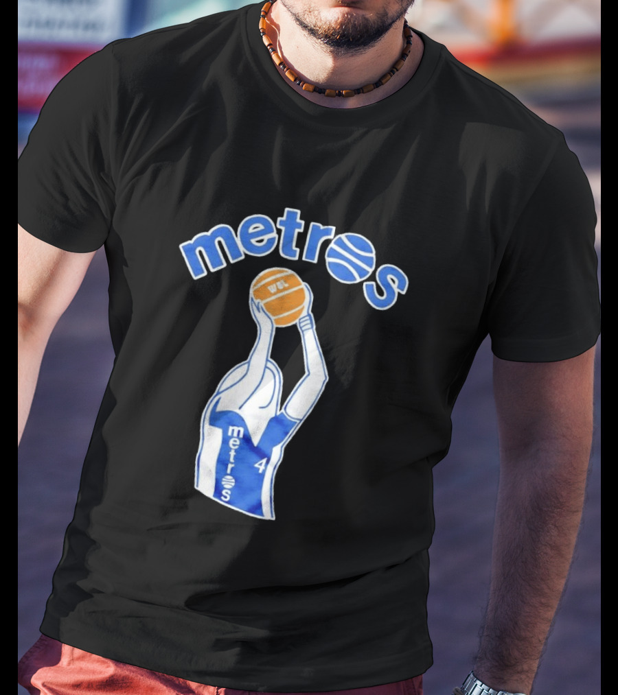 Washington Metros Basketball Player Number 4 Shooting With Blue White Jersey T-Shirt