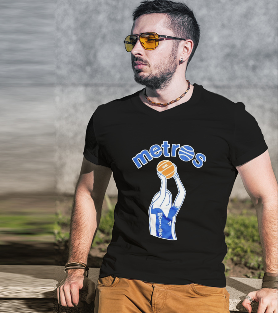 Washington Metros Basketball Player Number 4 Shooting With Blue White Jersey T-Shirt