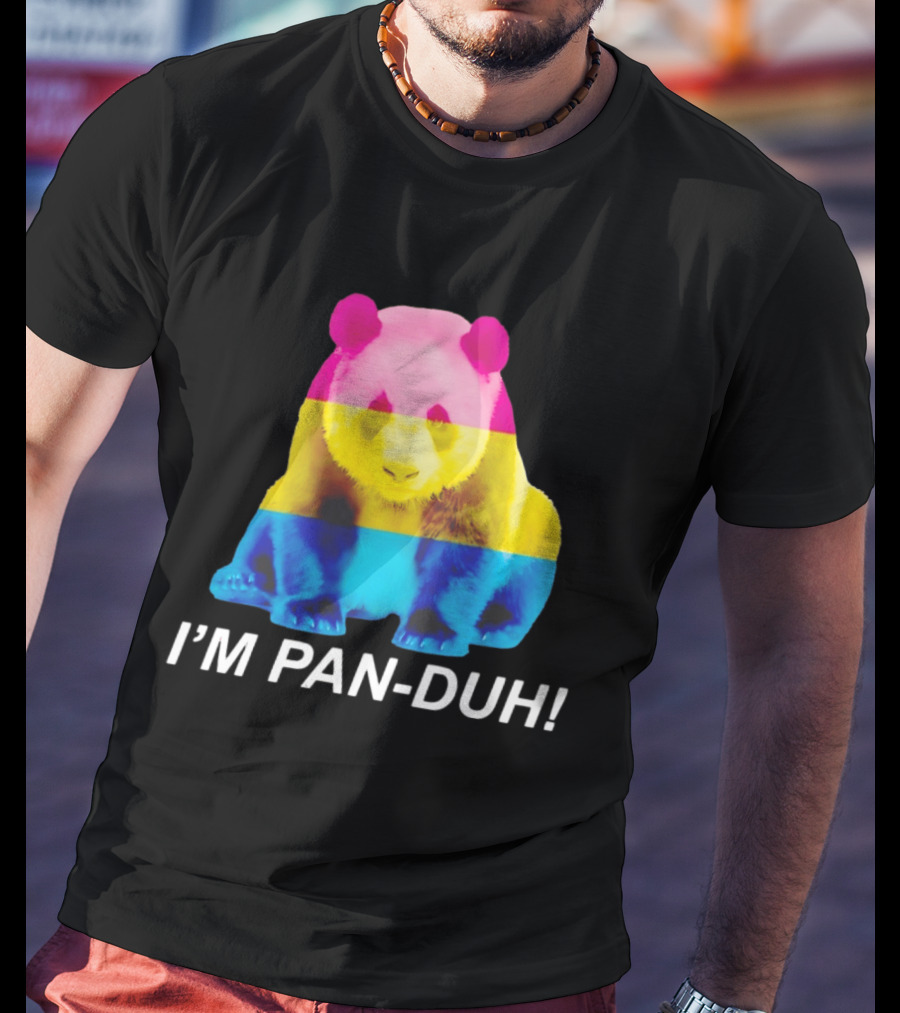 Panda I'm Pan Duh With Pan Flag Colors Panda T-Shirt