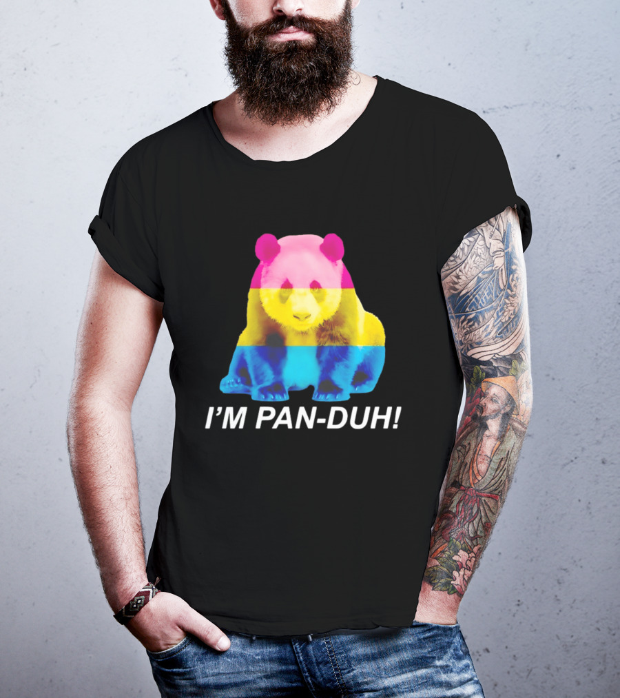Panda I'm Pan Duh With Pan Flag Colors Panda T-Shirt