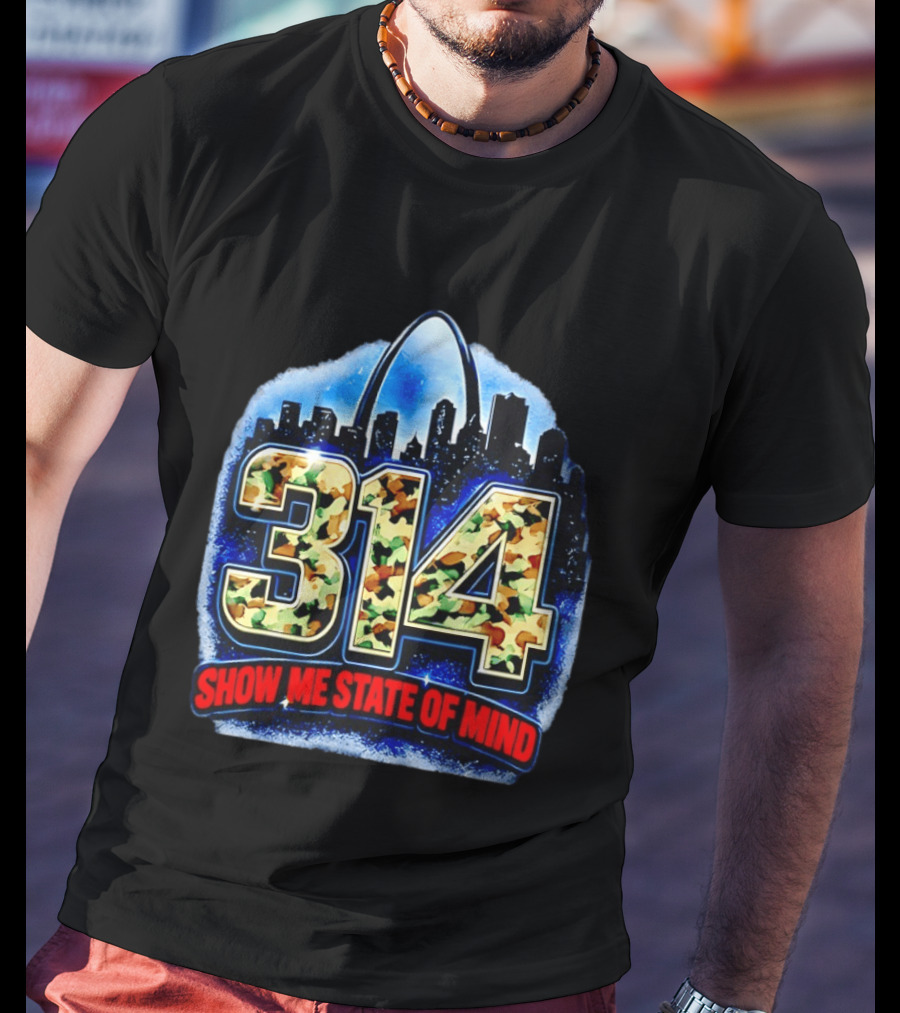 314 St Louis Camo Skyline Arch Show Me State Of Mind T-Shirt