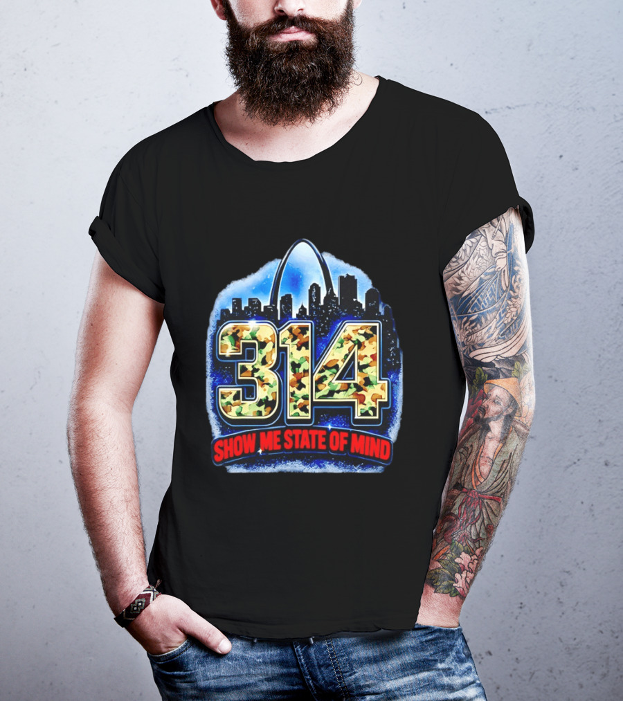 314 St Louis Camo Skyline Arch Show Me State Of Mind T-Shirt