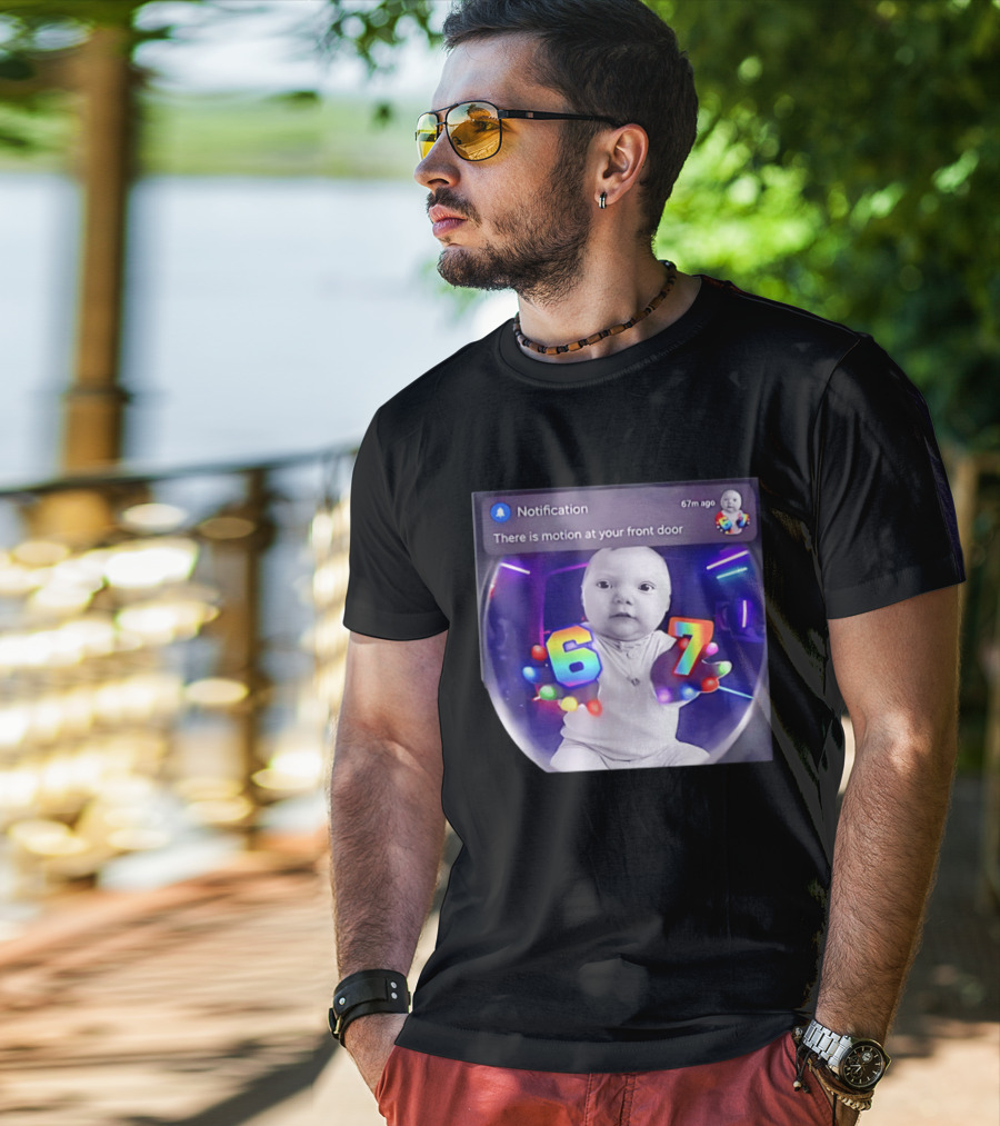 AI Baby Notification Meme Motion At Your Front Door 67 LED Gloves T-Shirt