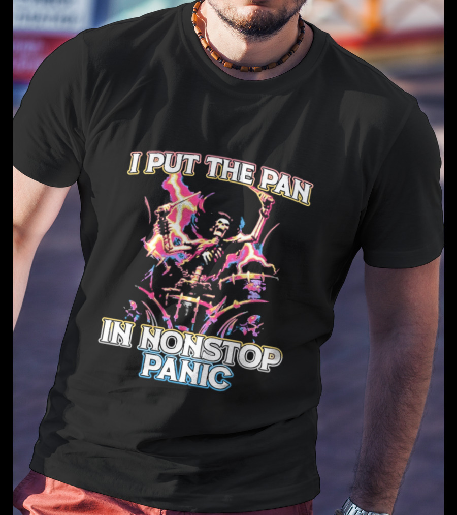 Skeleton I Put The Pan In Nonstop Panic Colorful Lightning T-Shirt