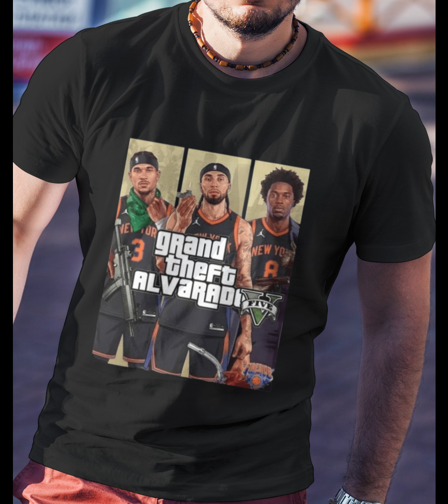 Grand Theft Alvarado Five New York Basketball T-Shirt