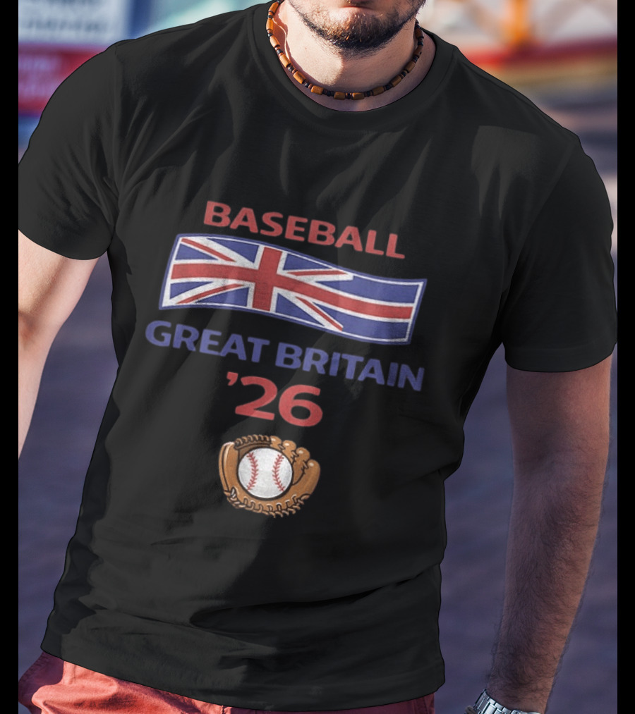 Great Britain Baseball 2026 UK Flag Baseball Glove And Ball T-Shirt