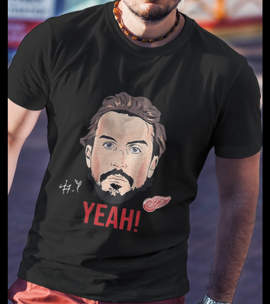 Justin Faulk Big Face Cartoon Yeah Red Wings NHL Hockey T-Shirt