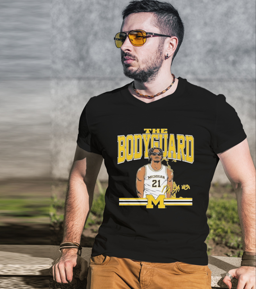 The Bodyguard Michigan Basketball 21 Morez Johnson Jr. T-Shirt