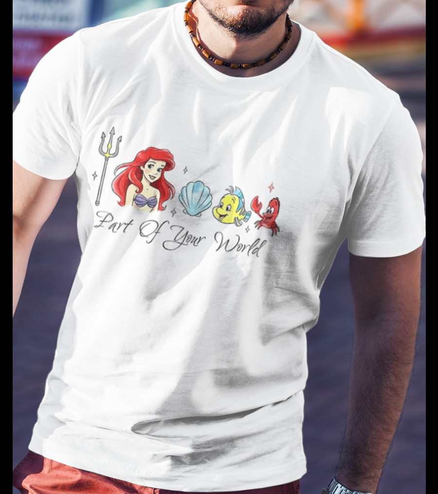 Ariel Disney Part Of Your World With Flounder And Seashell T-Shirt