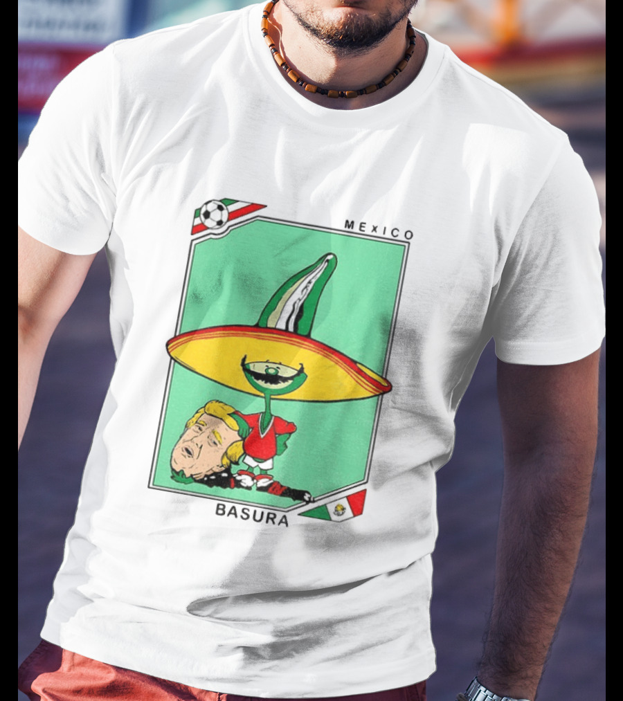 Mexico Basura Trump Football Flag T-Shirt