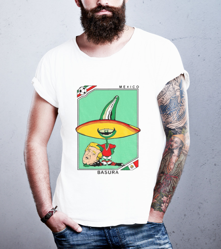 Mexico Basura Trump Football Flag T-Shirt