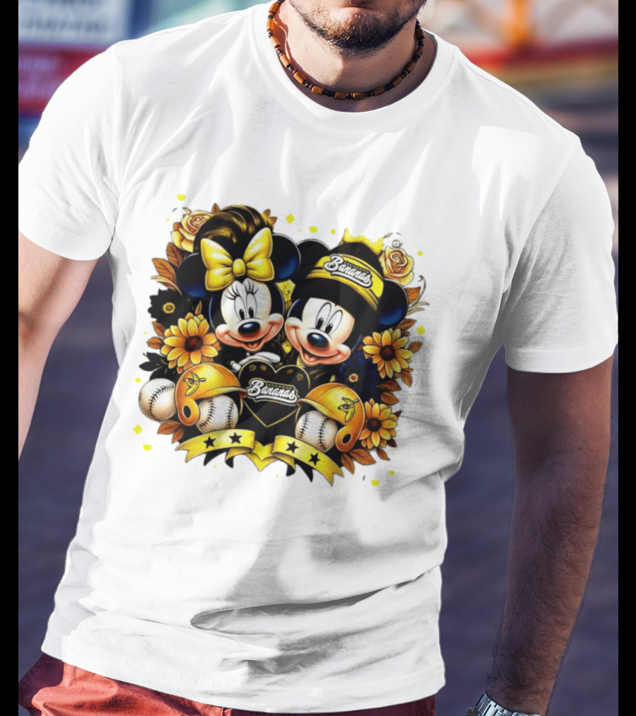 Mickey And Minnie Disney X Savannah Bananas Baseball Collaboration Floral T-Shirt
