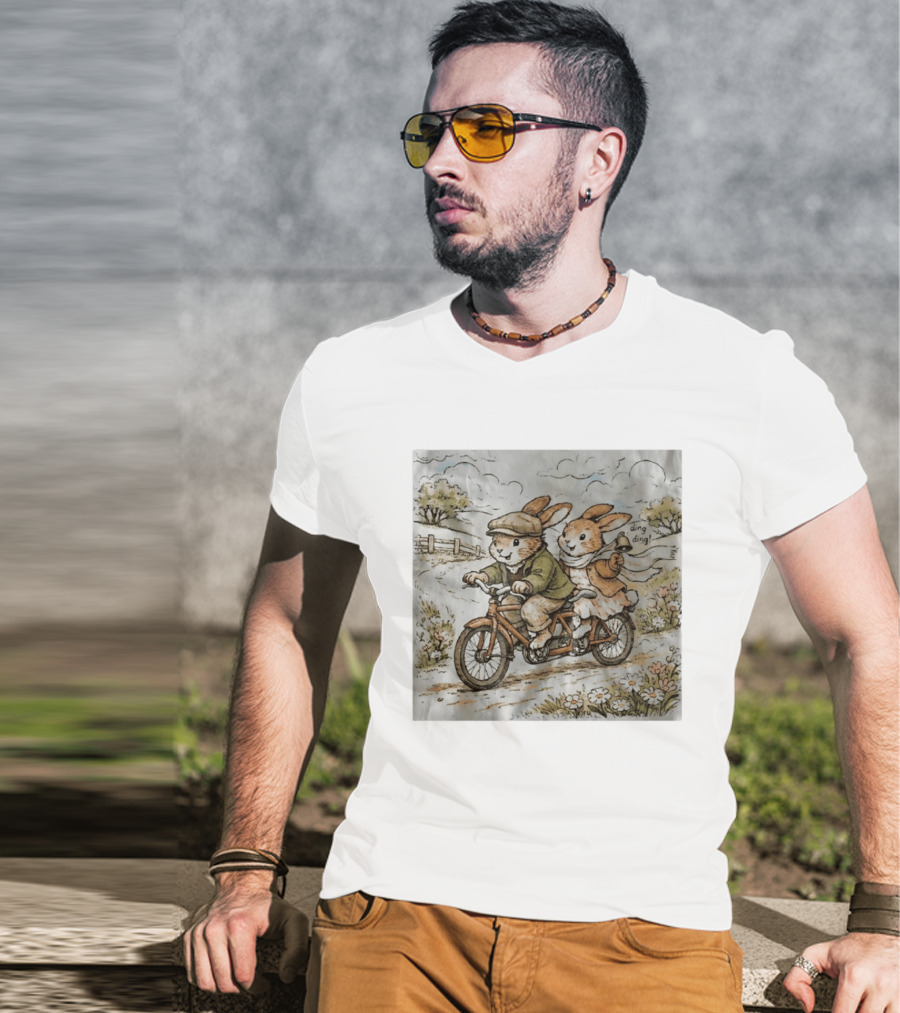 Vintage Rabbit Tandem Bike Adventure Ding Ding T-Shirt