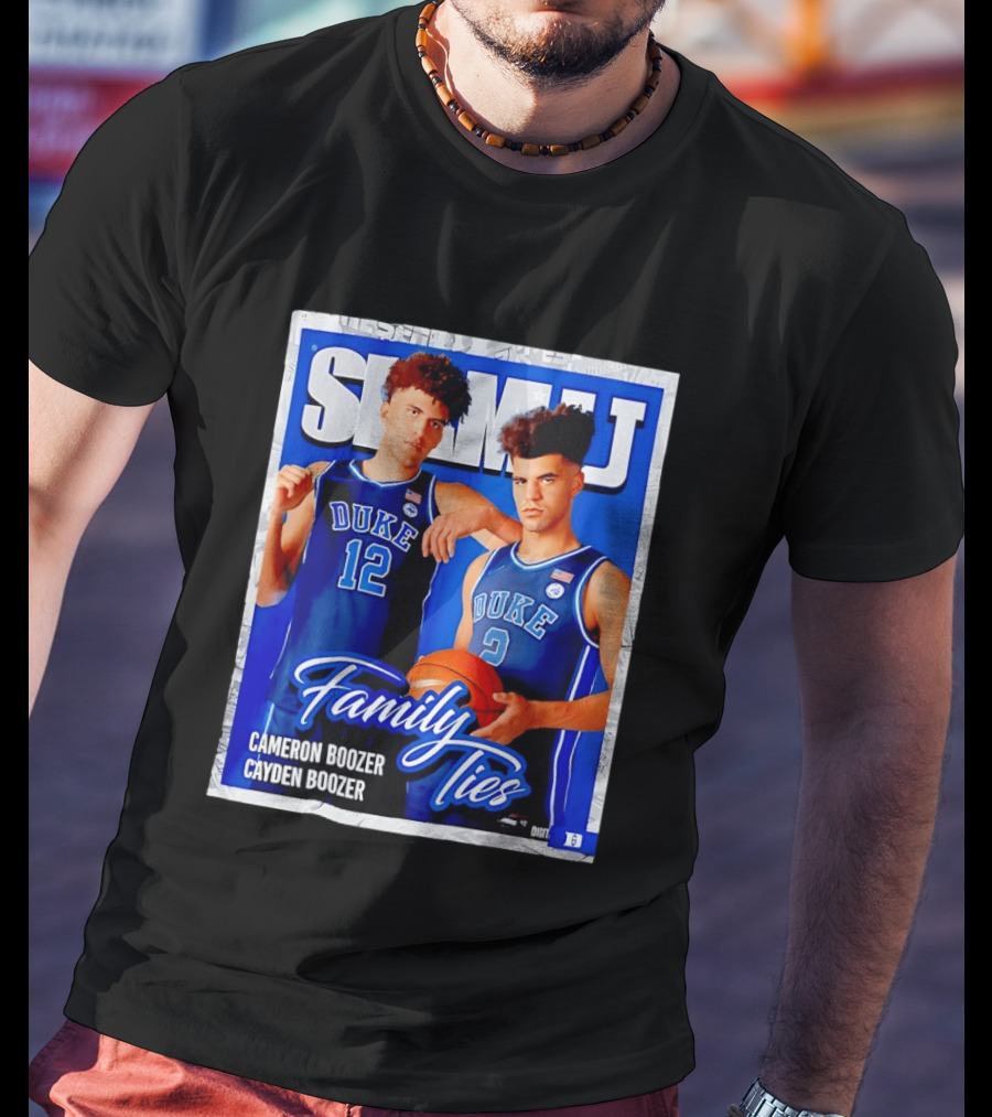 SLAMU Cameron And Cayden Boozer Duke Blue Devils Family Ties Basketball T-Shirt