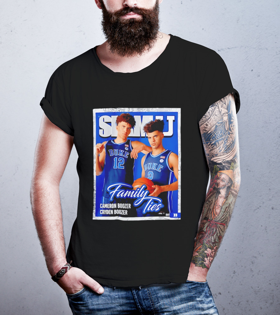SLAMU Cameron And Cayden Boozer Duke Blue Devils Family Ties Basketball T-Shirt
