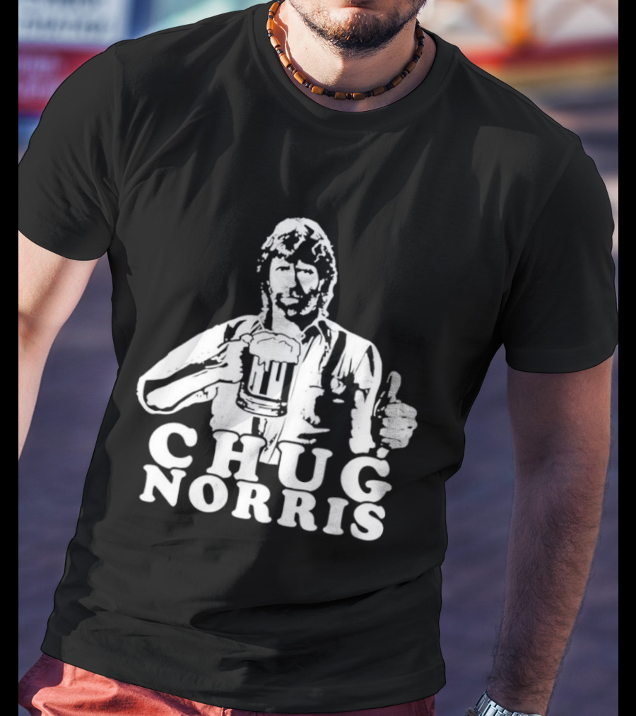 Chug Norris Drinking Beer Thumbs Up T-Shirt