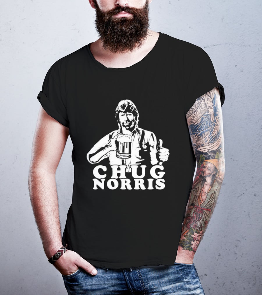 Chug Norris Drinking Beer Thumbs Up T-Shirt