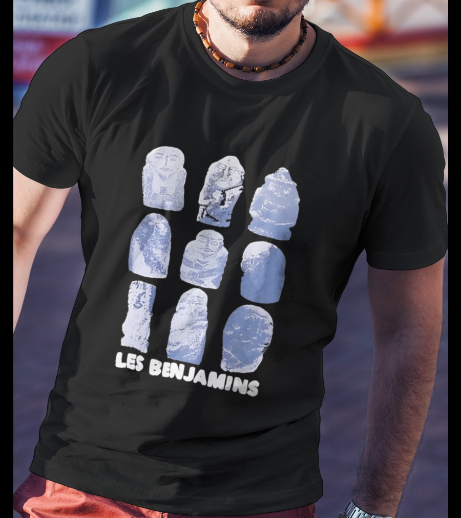Les Benjamins Stylized Blue Stone Figures Collection T-Shirt