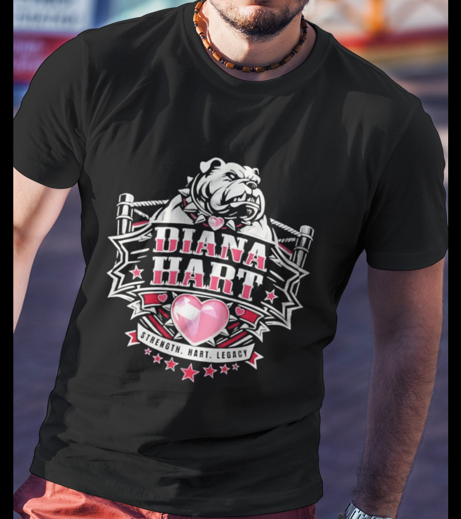 Diana Hart Bulldog Pink Heart Legacy Stars T-Shirt