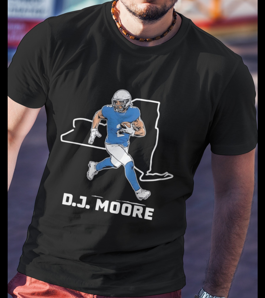 DJ Moore Football Player Carolina Panthers New York Map T-Shirt