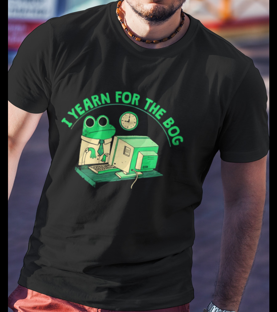 Frog Yearning For The Bog With Retro Computer Charm T-Shirt