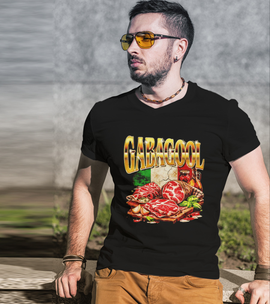 Gabagool Italian Cuisine With Italian Flag And Traditional Ingredients T-Shirt
