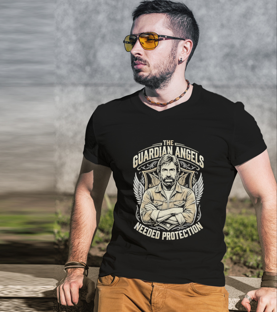 The Guardian Angels Needed Protection Rip Chuck Norris T-Shirt