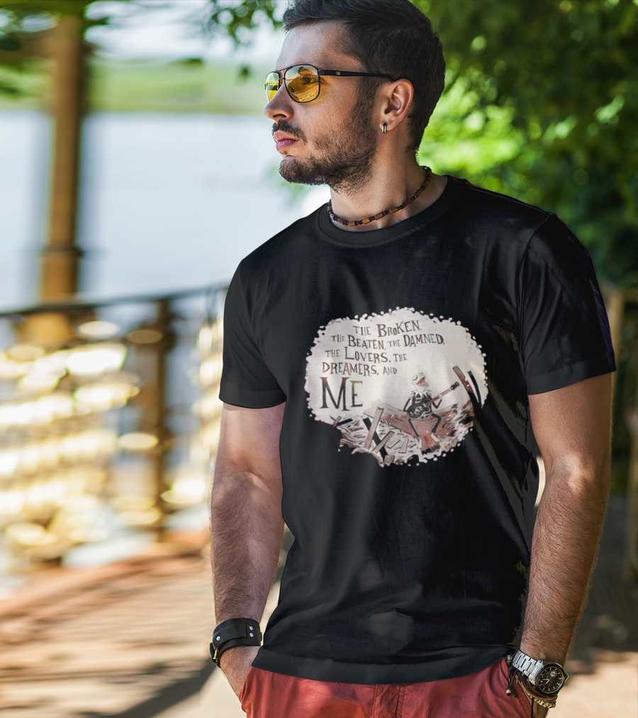 The Broken The Beaten The Damned The Lovers The Dreamers And Me Kermit Playing Guitar Scene T-Shirt