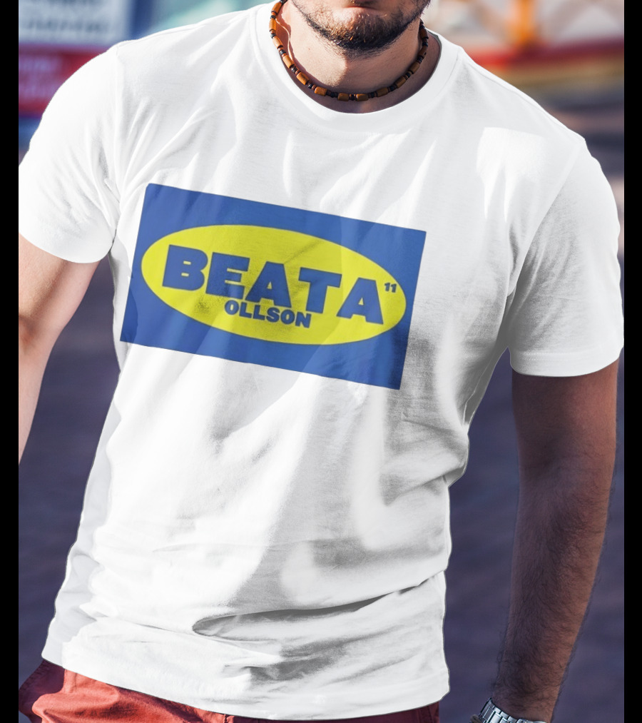 BEATA OLLSON 11 Blue Yellow Oval T-Shirt