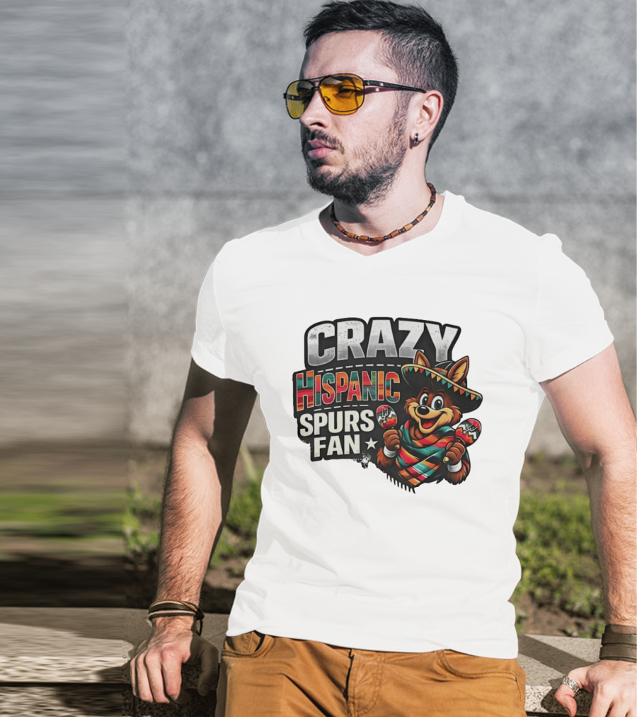 Crazy Hispanic Spurs Fan Sombrero And Maracas T-Shirt