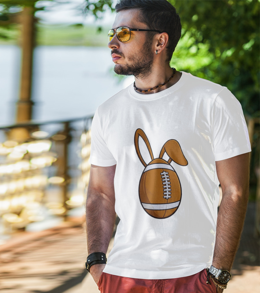 Easter Bunny Ears Football Egg Happy Easter T-Shirt